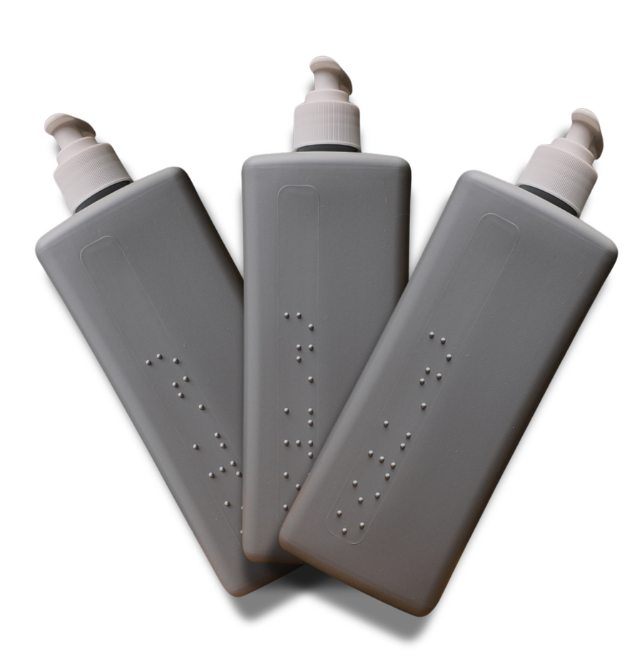 refillable essentials bottles refillable shampoo and conditioner set with raised tactile letter and braille strip for visually impaired
