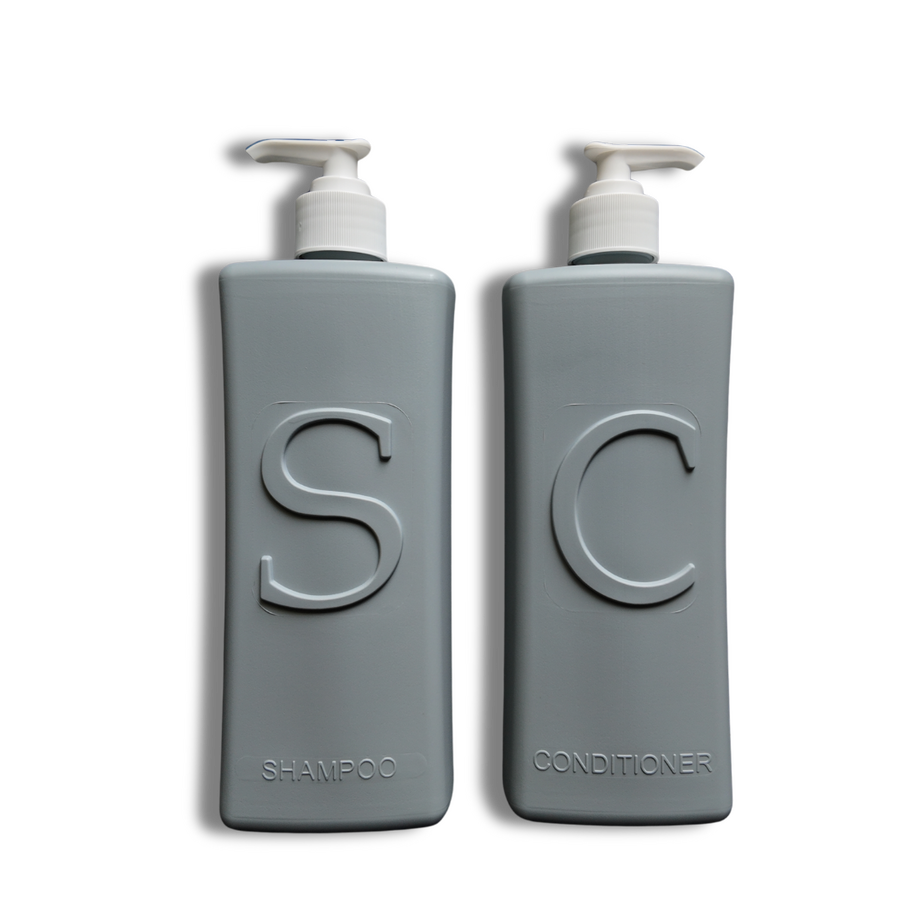 reusable shampoo and conditioner set refillable shampoo and conditioner set with raised tactile letter and braille strip for visually impaired
